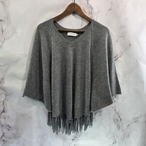 Velvet By Graham Spencer Sweater Women XS Gray Cashmere Poncho Cape Shrug Anthro